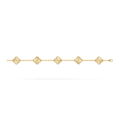 Full Gold 5 Motif Clover Bracelet-Luxandluxy