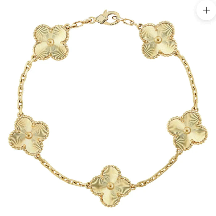 Full Gold 5 Motif Clover Bracelet-Luxandluxy