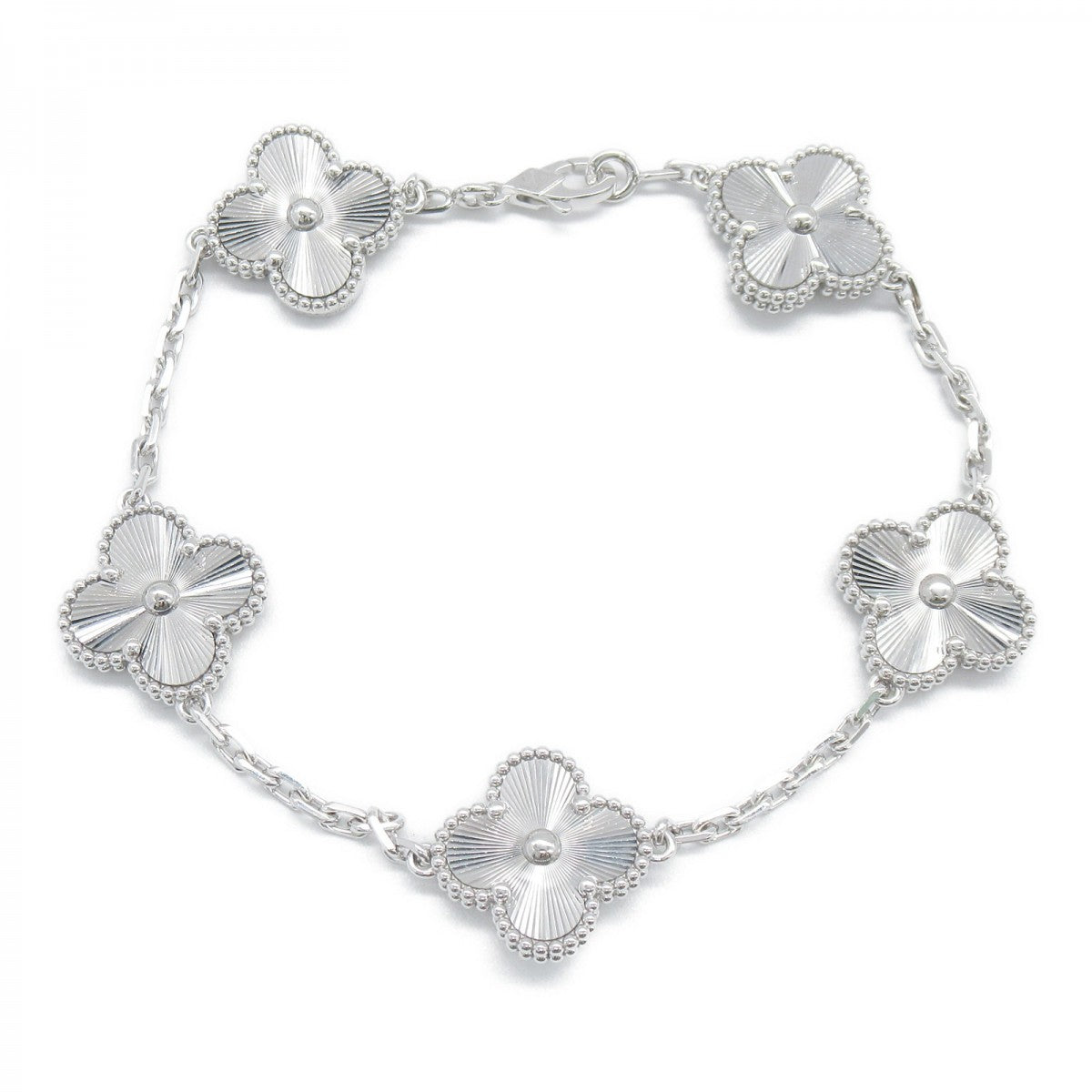 Full Silver 5 Motif Clover Bracelet-Luxandluxy