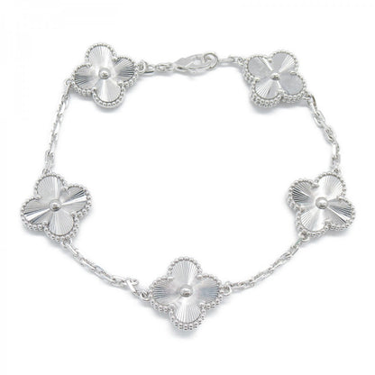 Full Silver 5 Motif Clover Bracelet-Luxandluxy