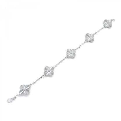 Full Silver 5 Motif Clover Bracelet-Luxandluxy