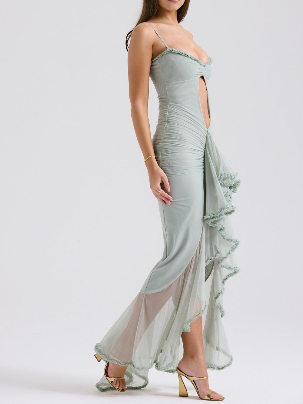 Gabriella Ruffled Front Gown-Luxandluxy