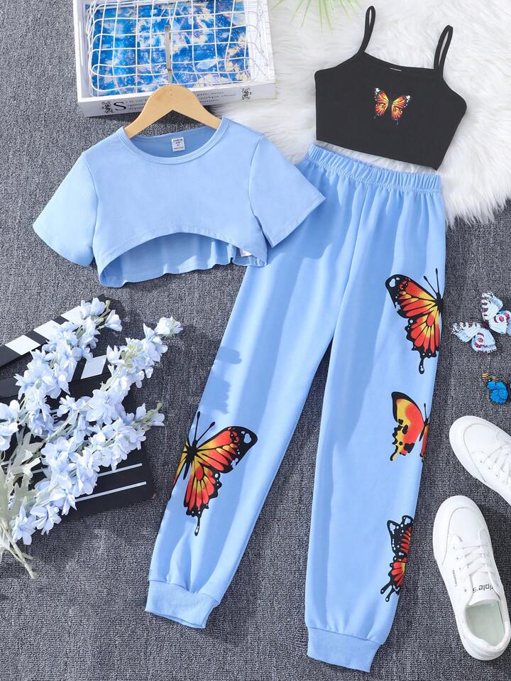 Glowing Butterfly 3pcs Outfit Set-Luxandluxy