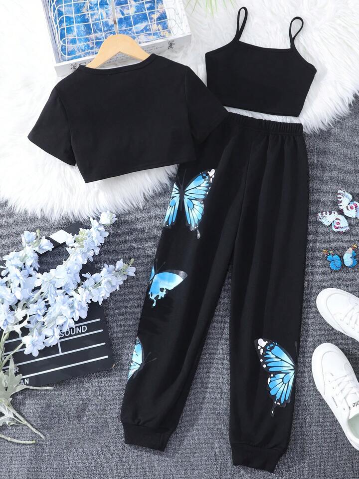 Glowing Butterfly 3pcs Outfit Set-Luxandluxy