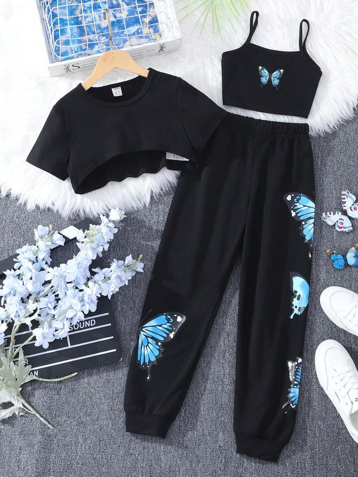 Glowing Butterfly 3pcs Outfit Set-Luxandluxy