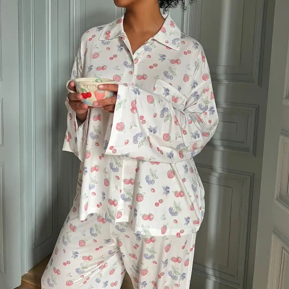 Go Slow Summer Berries Pajama Set-Luxandluxy