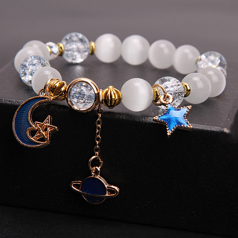 Gold Link Celestial Body Pearl Bracelet-Luxandluxy