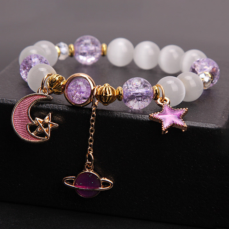 Gold Link Celestial Body Pearl Bracelet-Luxandluxy