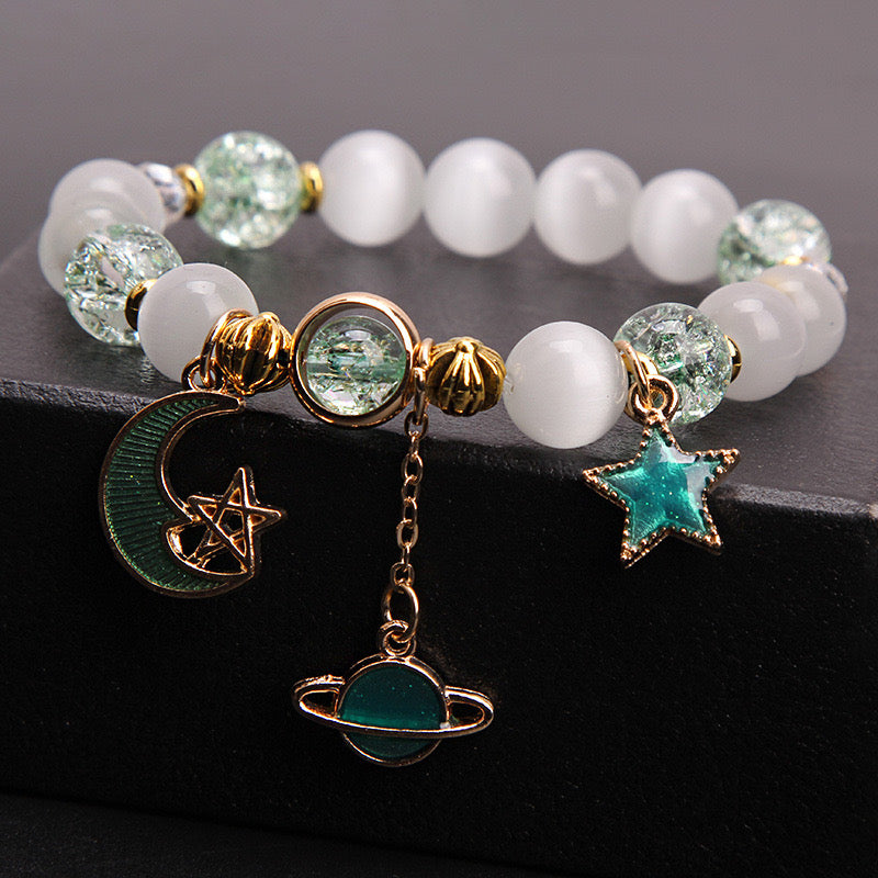 Gold Link Celestial Body Pearl Bracelet-Luxandluxy