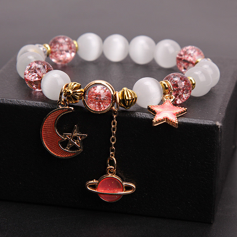 Gold Link Celestial Body Pearl Bracelet-Luxandluxy