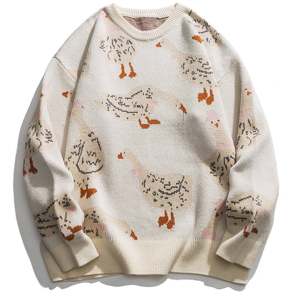 Goose Print Sweater-Luxandluxy