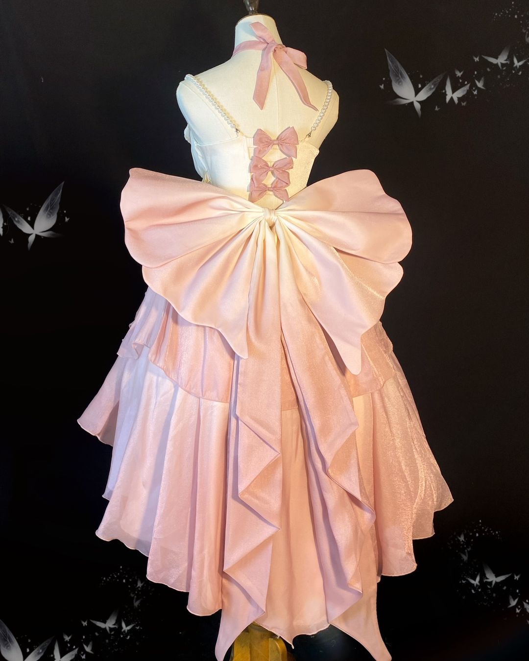 Gradient Bowknot Pearl Rosette Lolita Dress-Luxandluxy