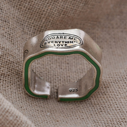 Green Stripe Letter Ring-Luxandluxy