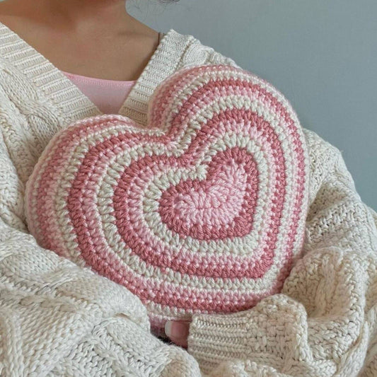 Heart Crochet Pillow-Luxandluxy