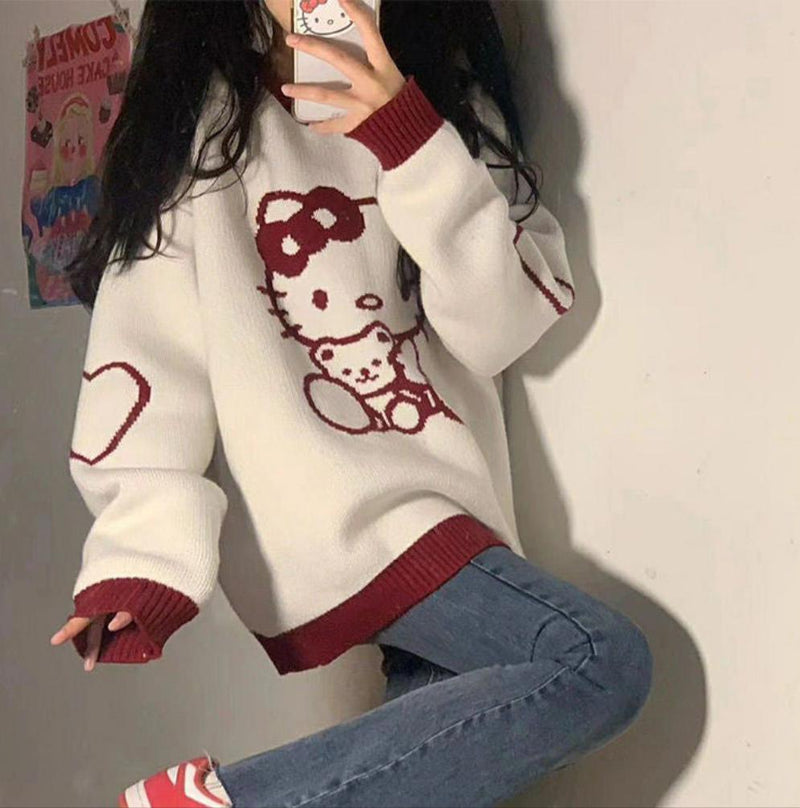 Hello Kitty Loose Sweater-Luxandluxy