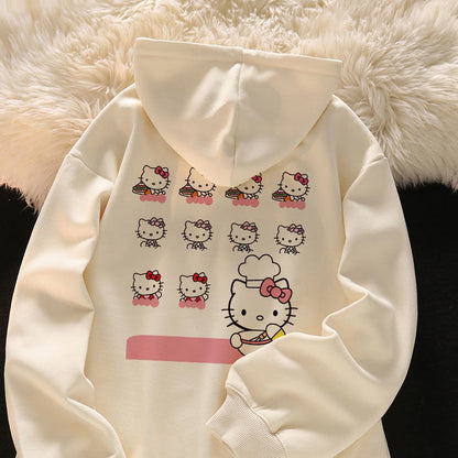 Hello Kitty Print Hoodie-Luxandluxy