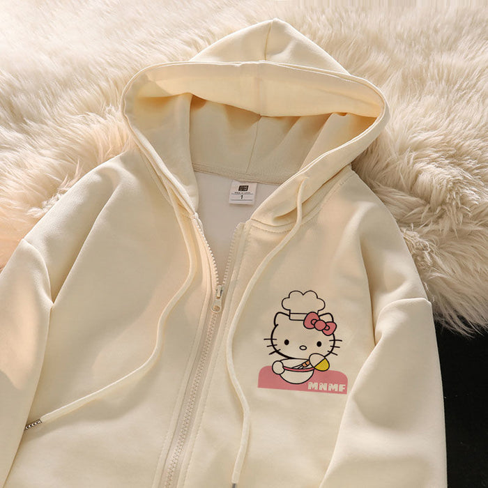 Hello Kitty Print Hoodie-Luxandluxy