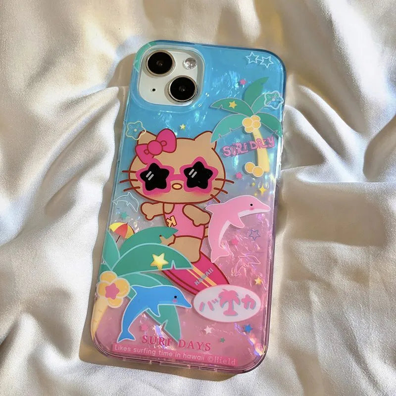 Hello Kitty Surfing Hawaii iPhone Case-Luxandluxy