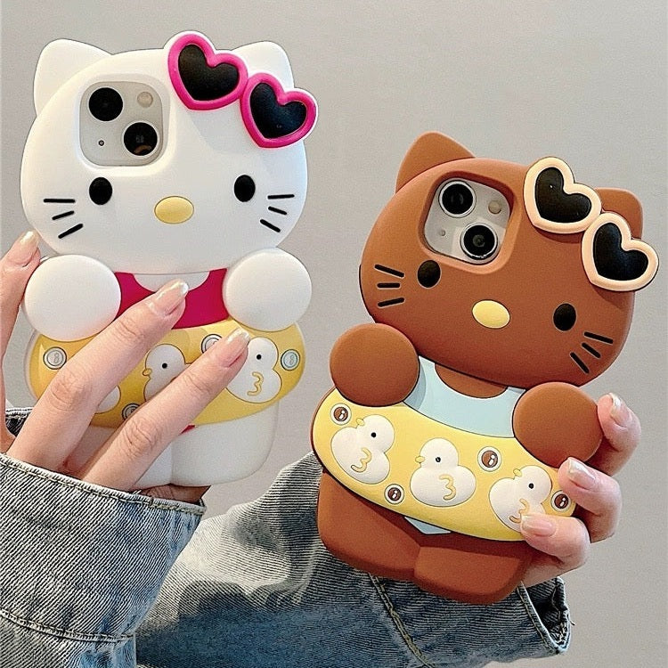 Hello Kitty Wearing Floater iPhone Case-Luxandluxy