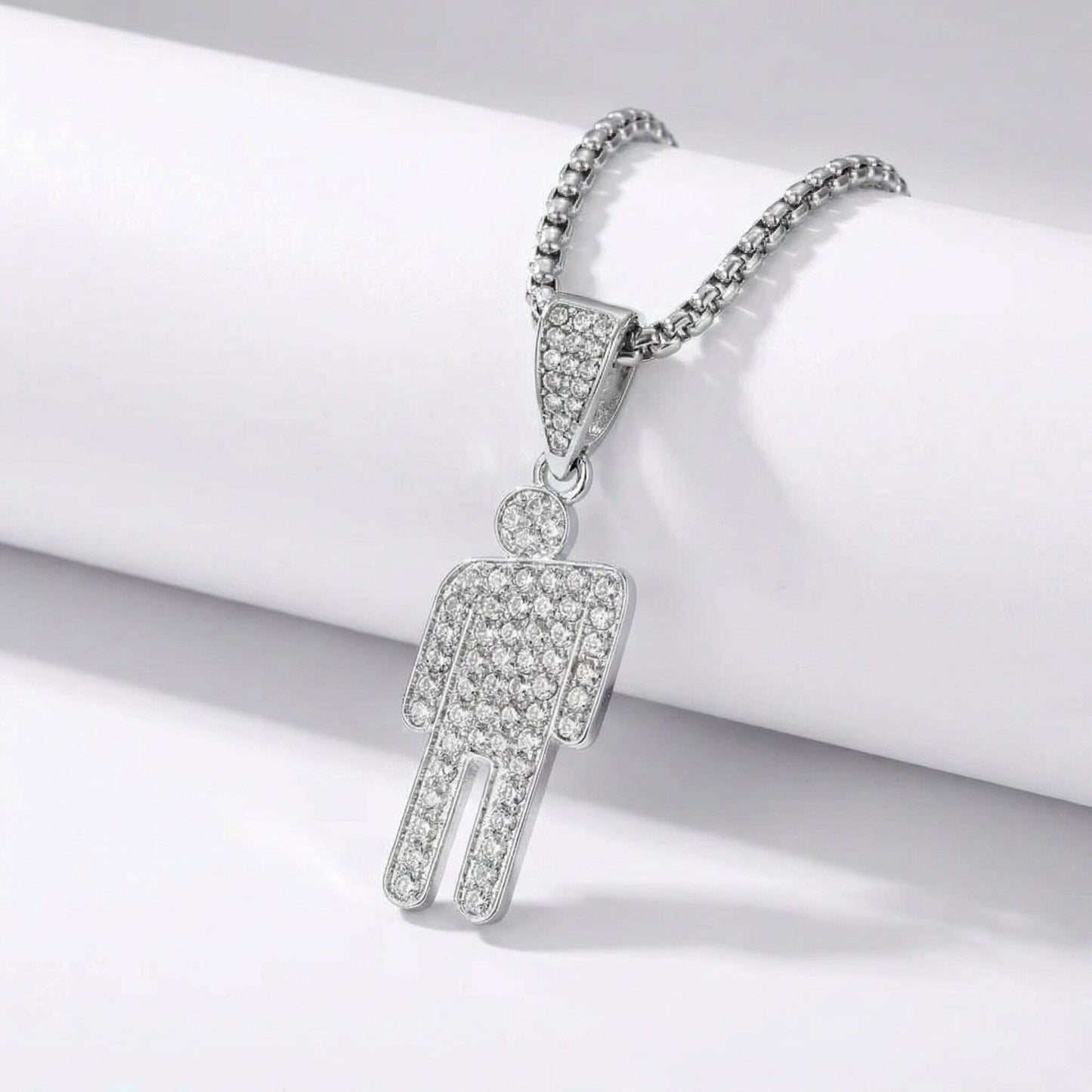 Blohsh Rhinestone Stickman Pendant Necklace