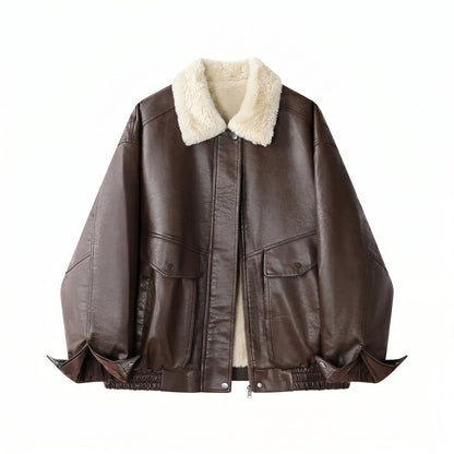 Leather Fleece Lined Motorcycle Jacket