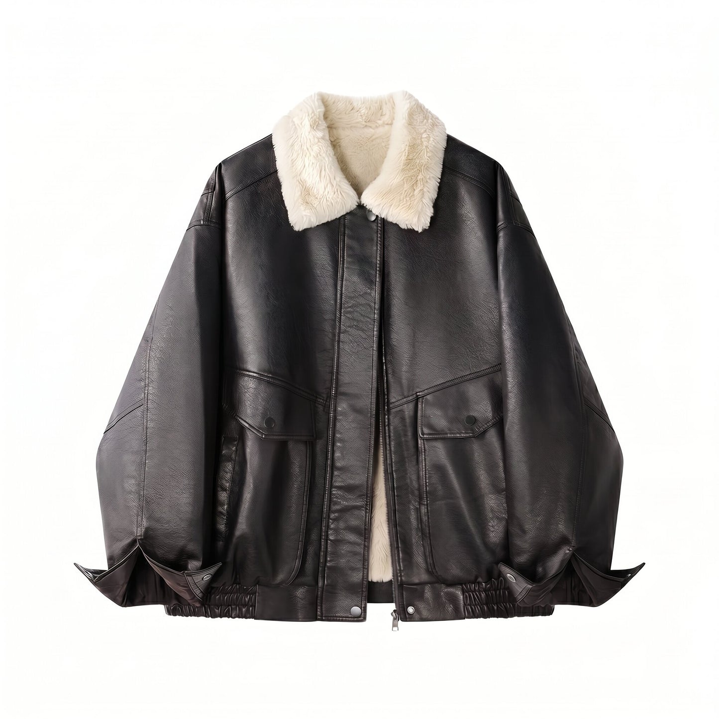 Leather Fleece Lined Motorcycle Jacket