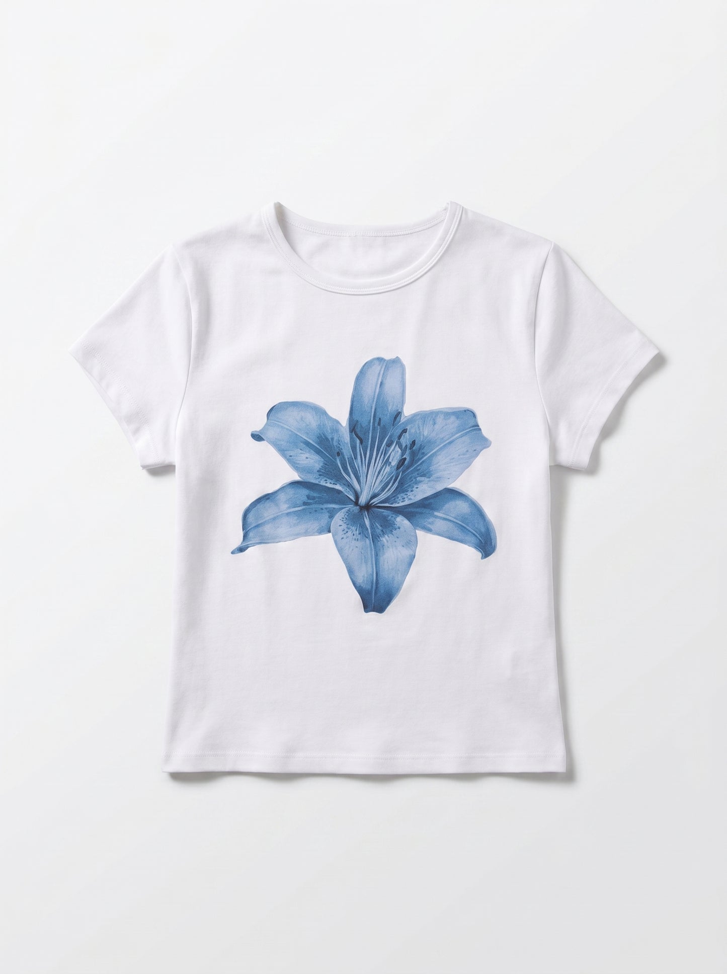 Blue Lily Graphic Crop Tee