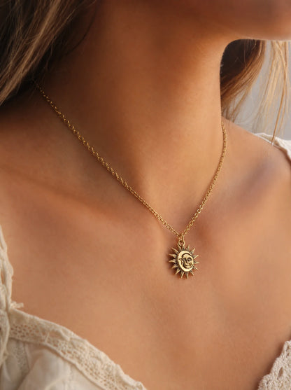 Moon Hugs Sun Necklace