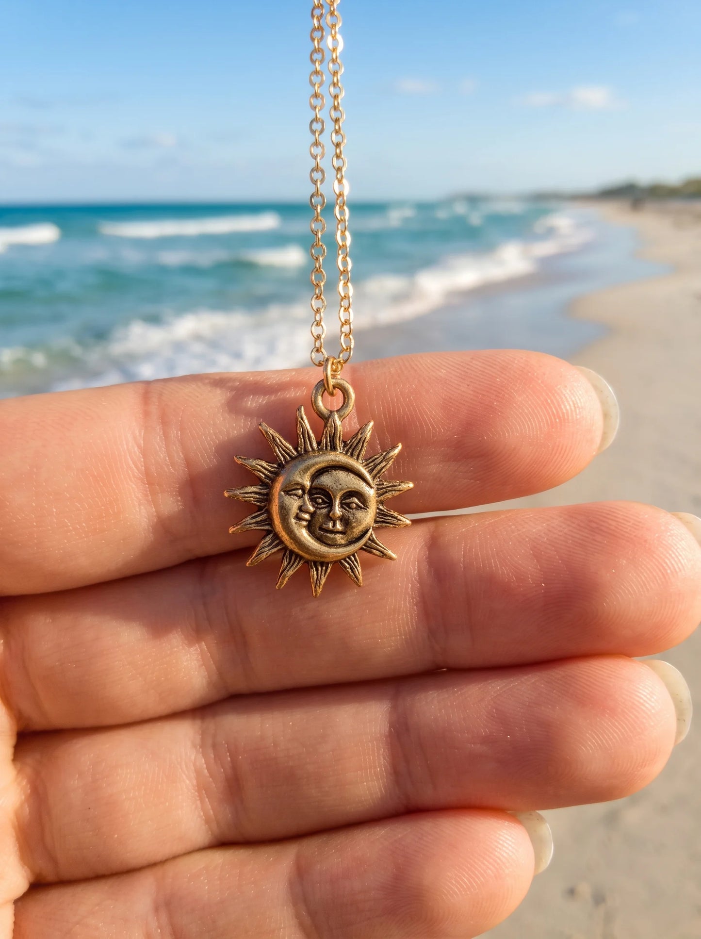 Moon Hugs Sun Necklace