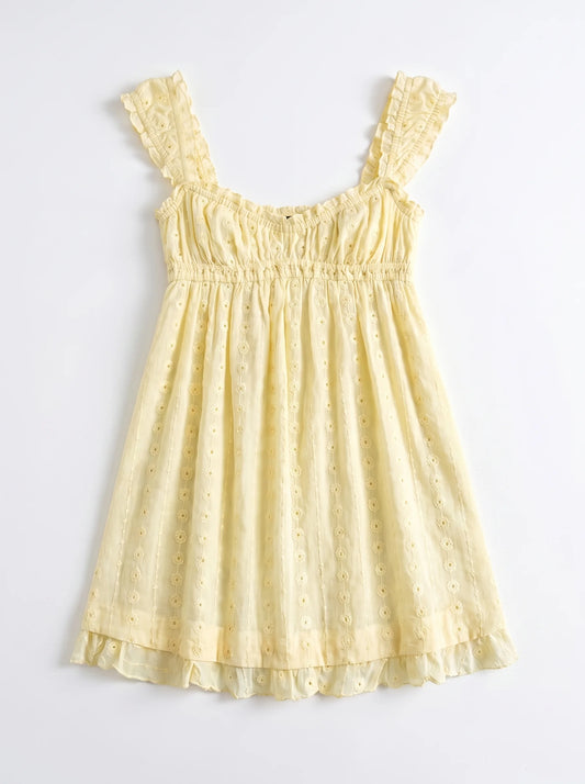 Carlita Daisy Ruffle Lace Mini Dress