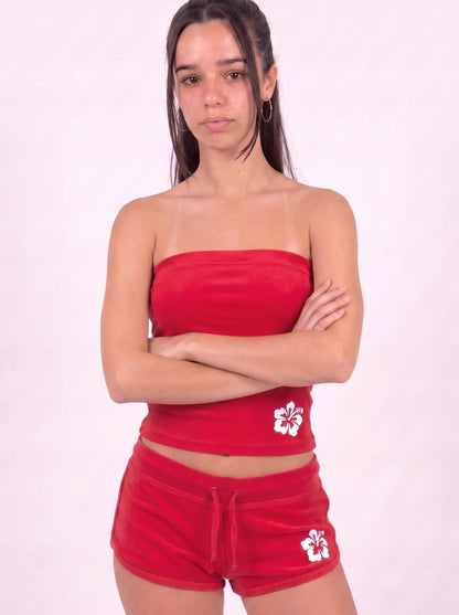 Beach Girl Hibiscus Tube Top & Short Set