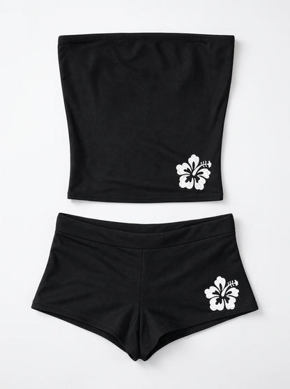Beach Girl Hibiscus Tube Top & Short Set