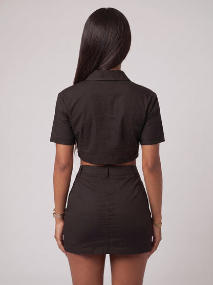 Double Pocket Cargo 2pcs Mini Skirt Set