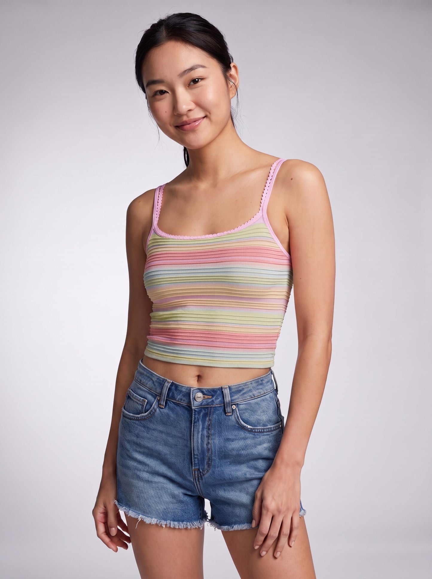 Sparkle Rainbow Striped Tank Top