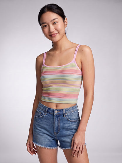 Sparkle Rainbow Striped Tank Top