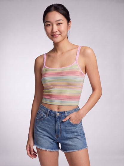 Sparkle Rainbow Striped Tank Top
