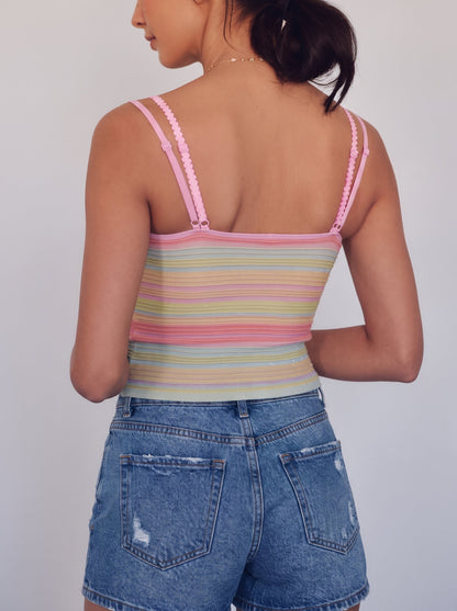 Sparkle Rainbow Striped Tank Top