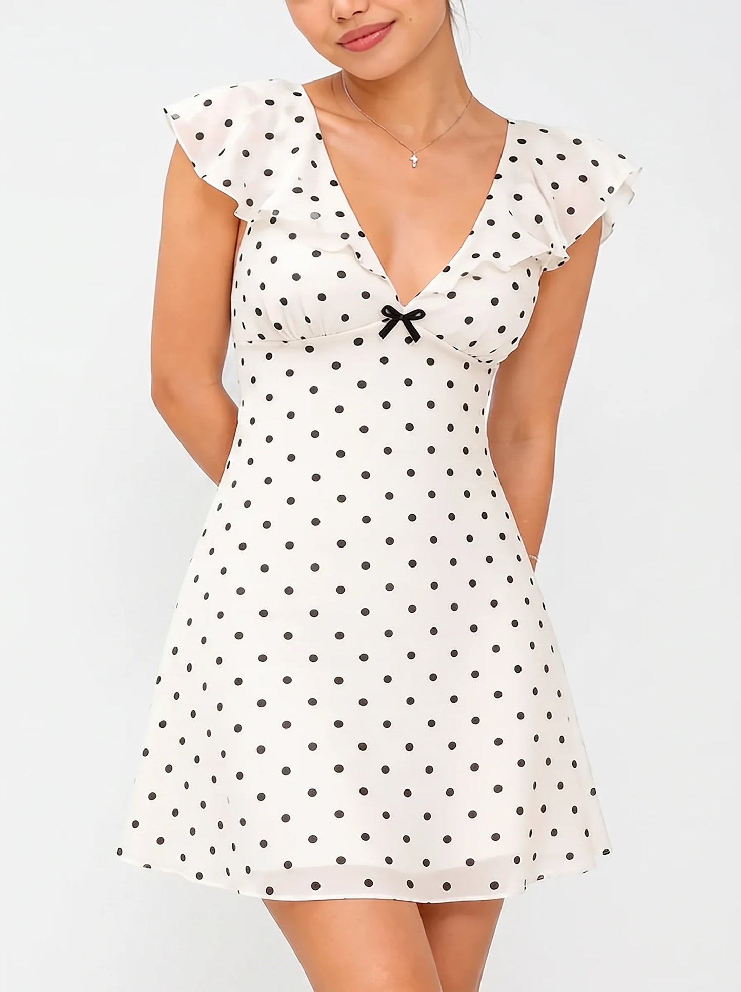Monroe Polka Flutter Mini Dress