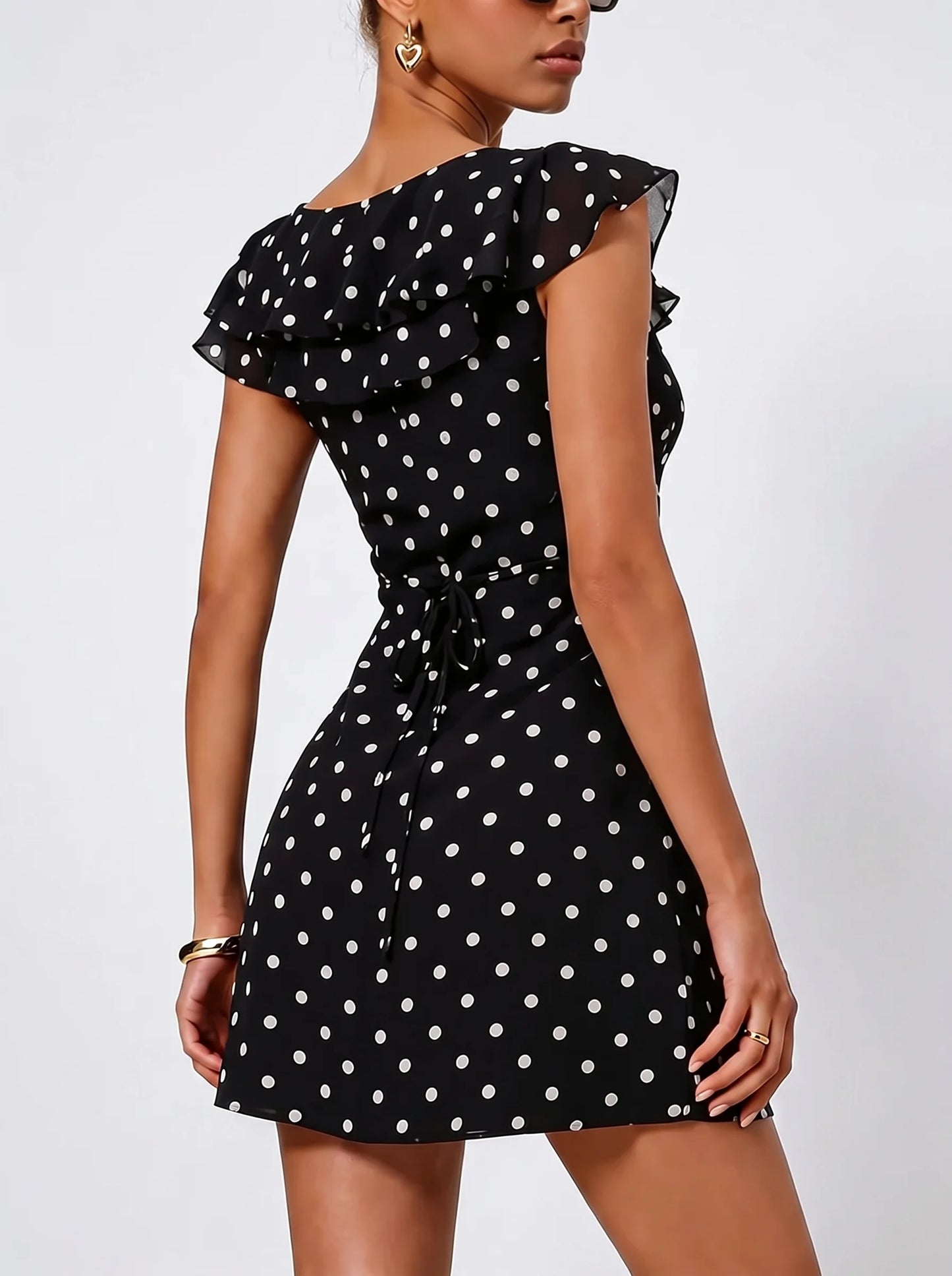 Monroe Polka Flutter Mini Dress