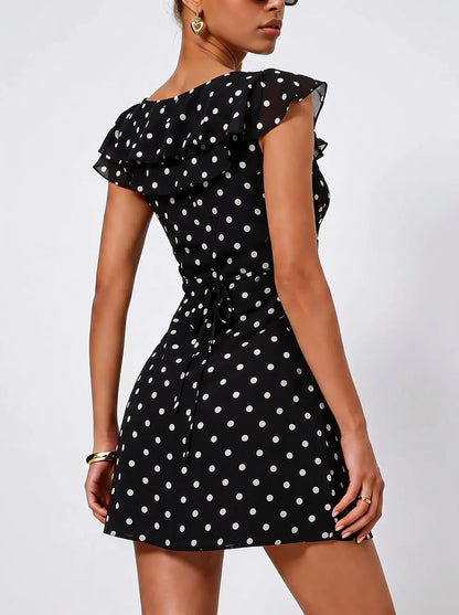 Monroe Polka Flutter Mini Dress