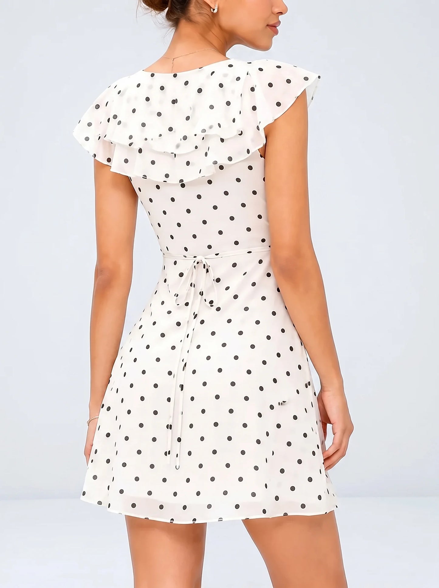 Monroe Polka Flutter Mini Dress