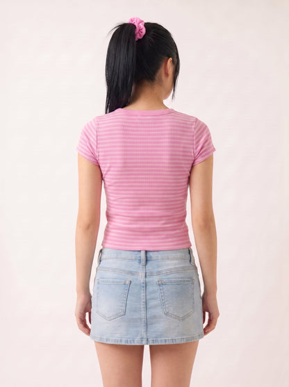 Bubblegum Pink Striped Tee