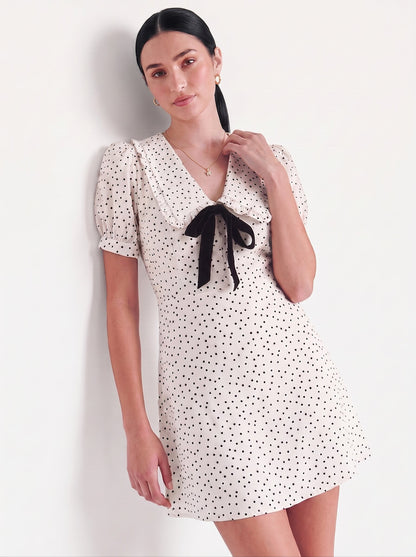 Kayla Polka Dot Puff-Sleeve Mini Dress