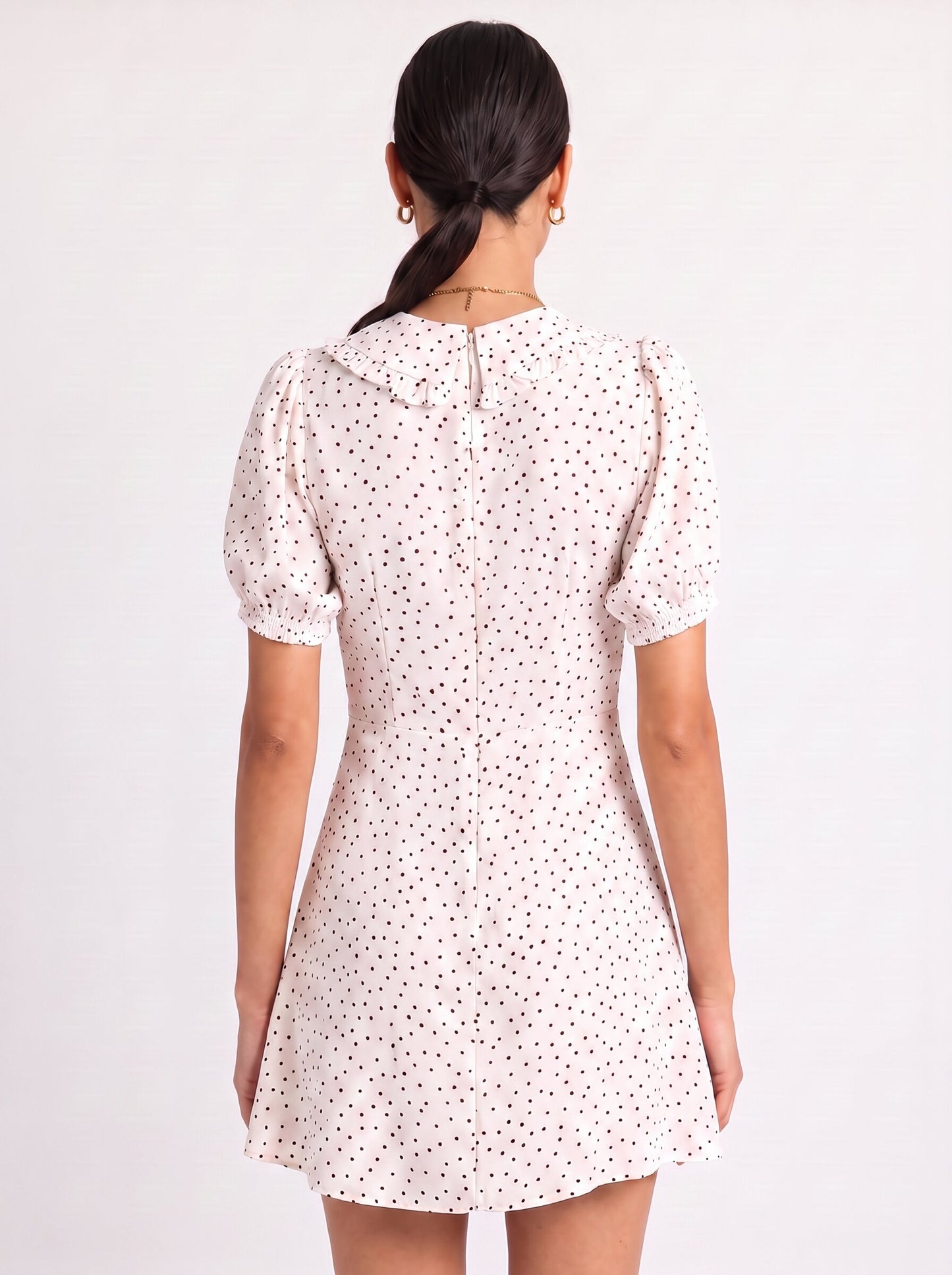 Kayla Polka Dot Puff-Sleeve Mini Dress