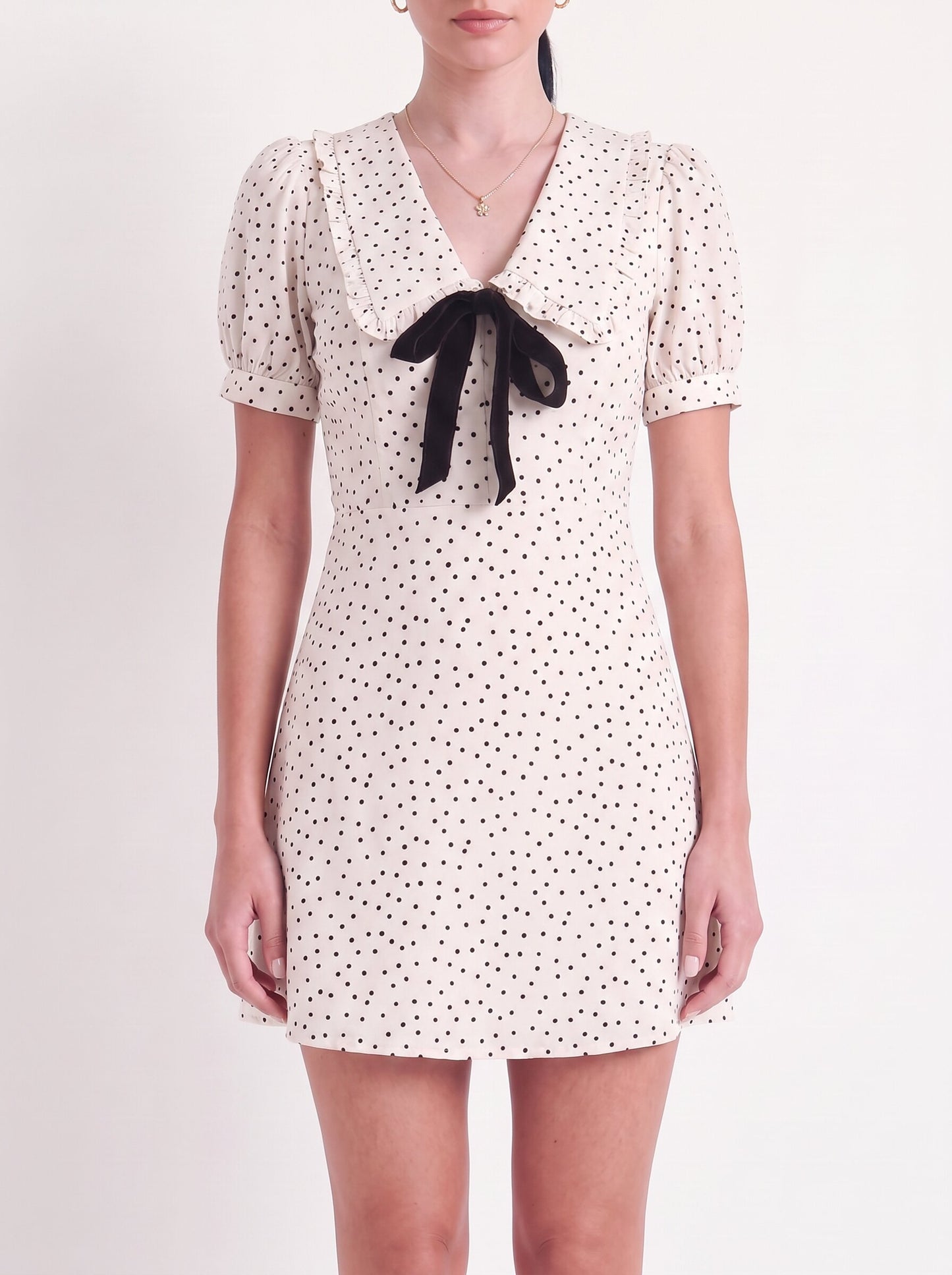 Kayla Polka Dot Puff-Sleeve Mini Dress