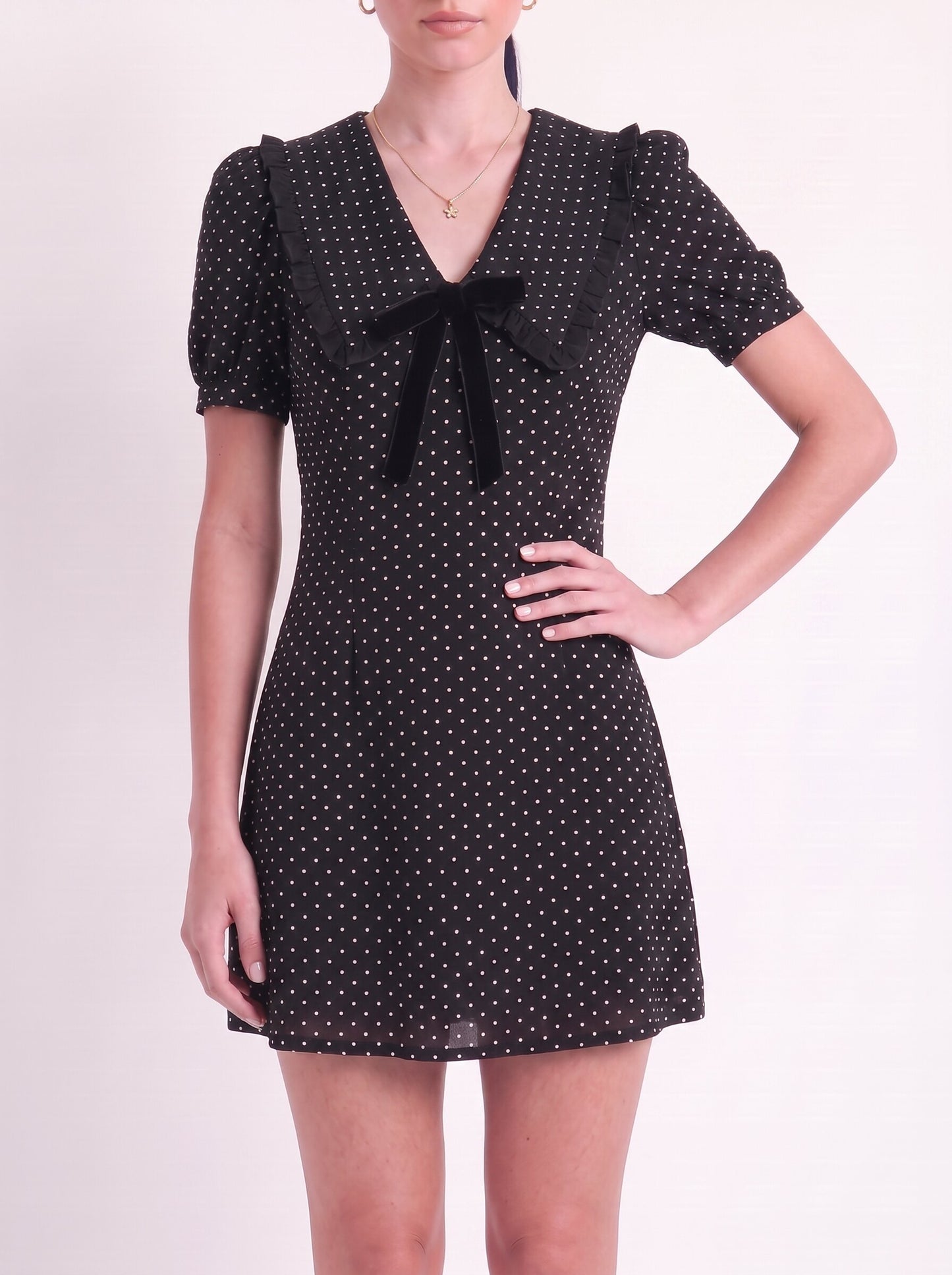 Kayla Polka Dot Puff-Sleeve Mini Dress
