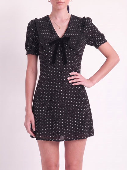 Kayla Polka Dot Puff-Sleeve Mini Dress