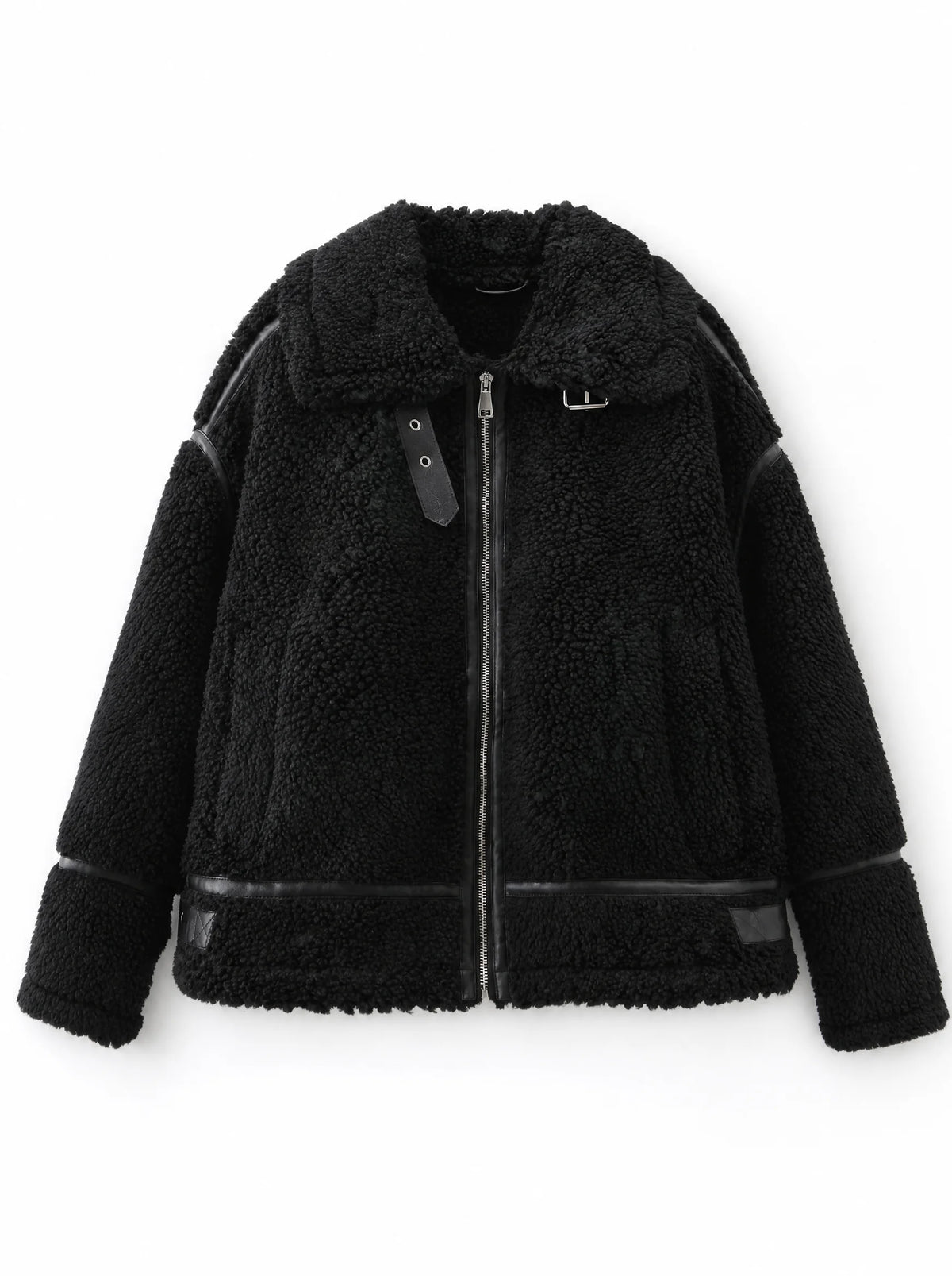 Faux Fur Biker Zipper Jacket