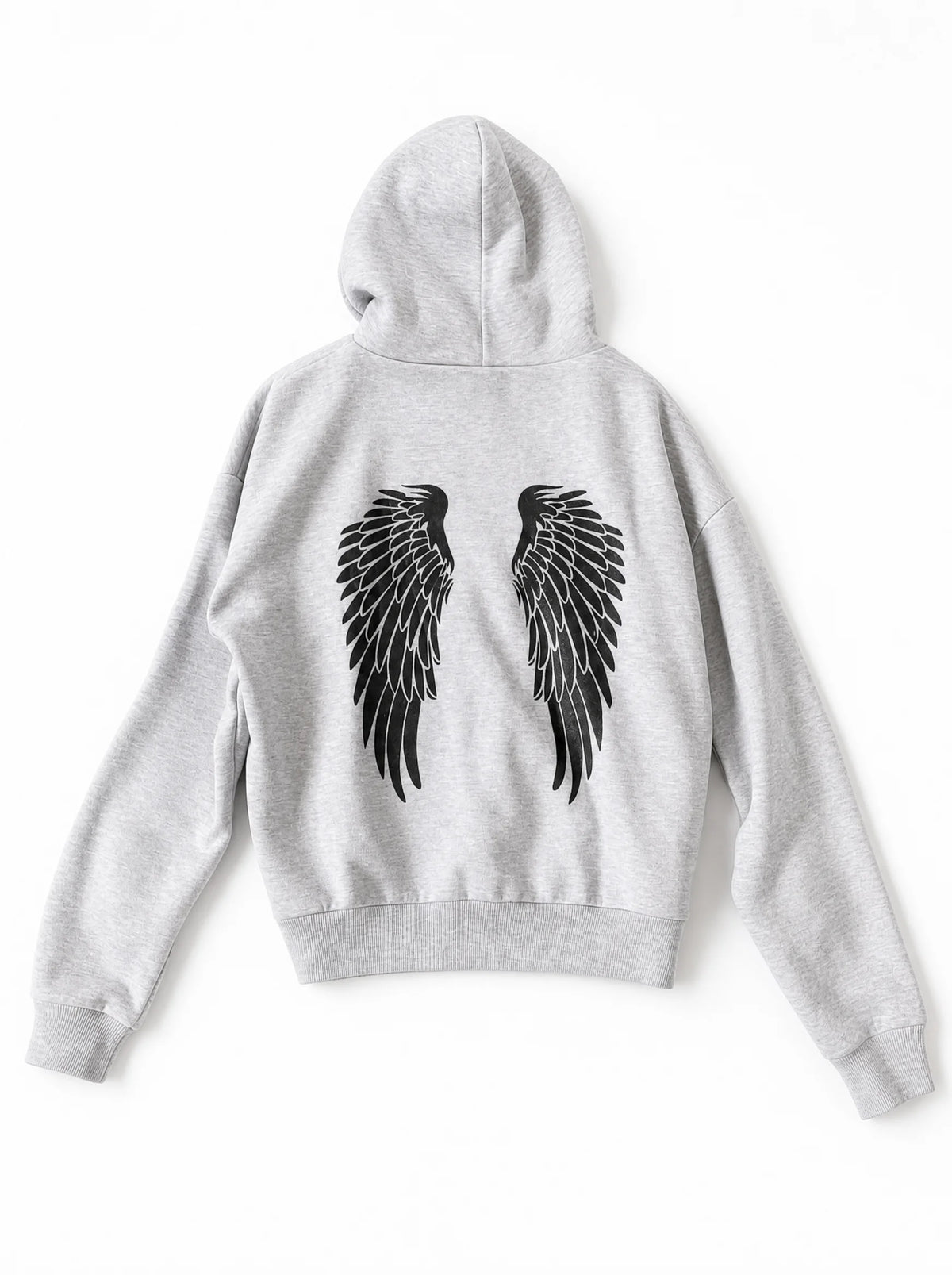 Grey Angel Wings Graphic Hoodie