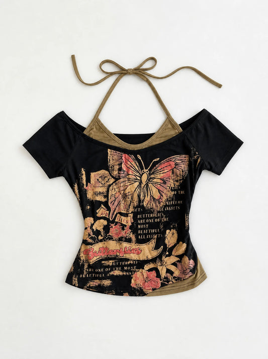 'Butterflies' Reverie Halter Top